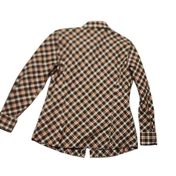 ✨Lafayette 148 - Grey & Orange Plaid Button Down Sz 4✨ - Picture 5 of 7